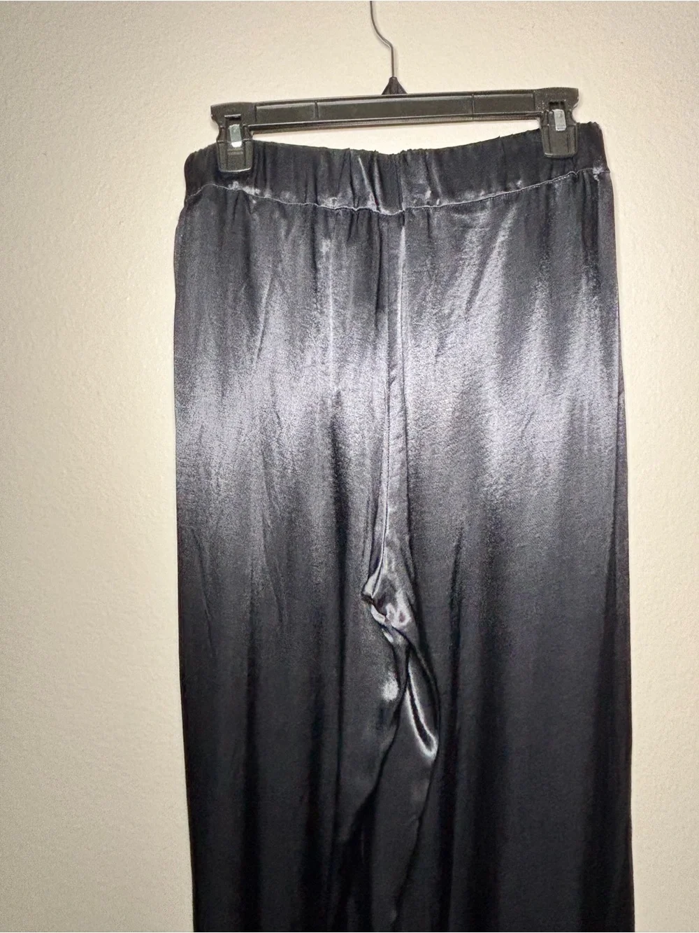Free People Black Satin Wide-Leg Dress Pants